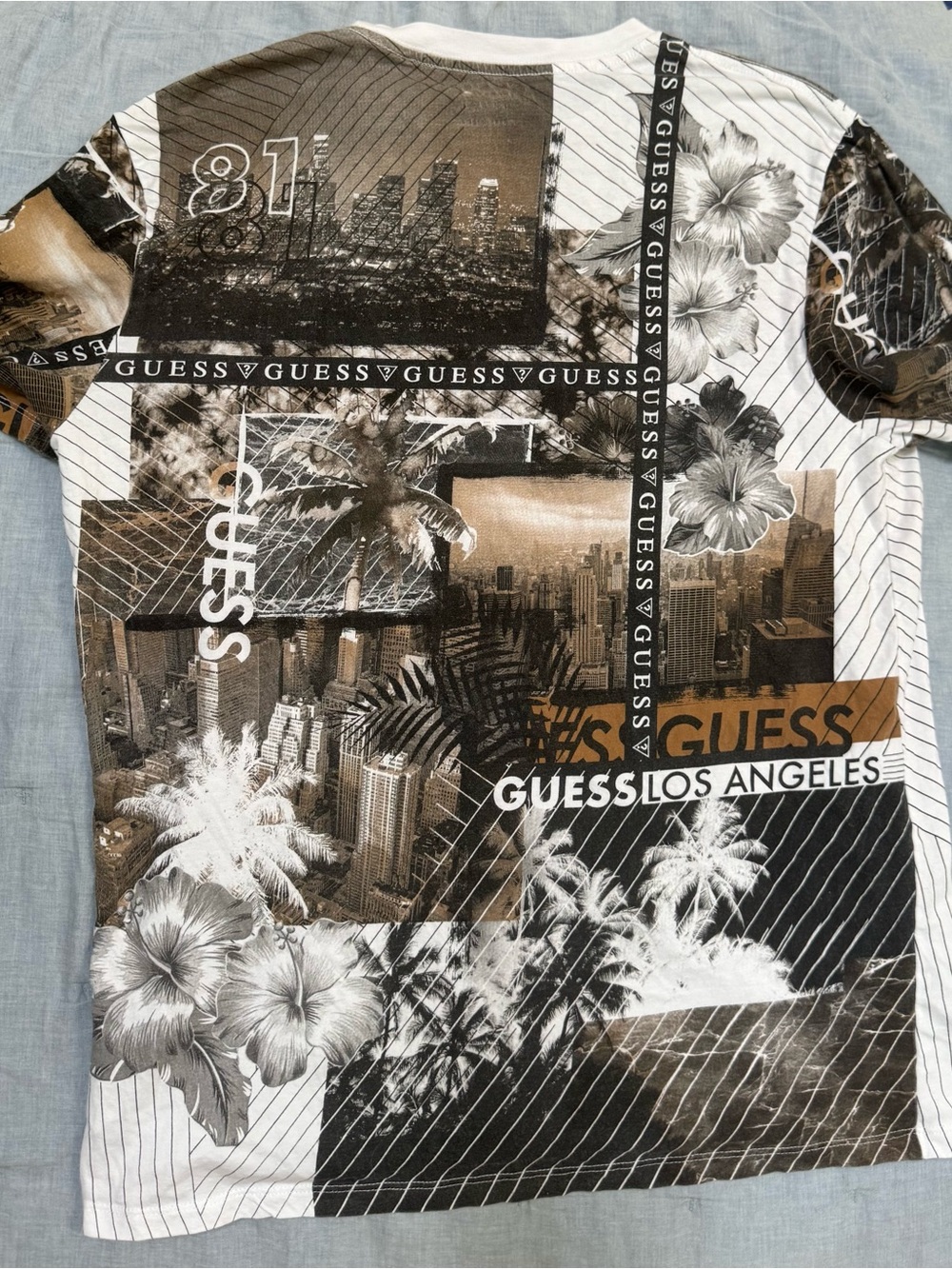 GUESS Los Angeles Graphic T Men’s L Y2K Streetwear All Over Print Cotton T - Picture 13 of 13